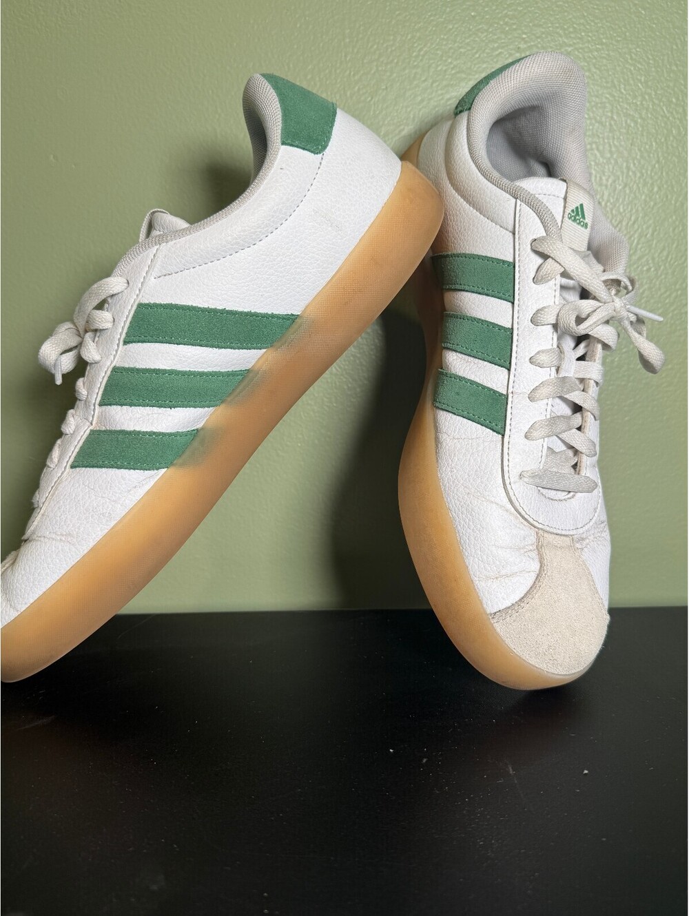 Adidas VL Court 3.0 "Cloud White / Preloved Green" Men's Sneakers (ID9080) S-12